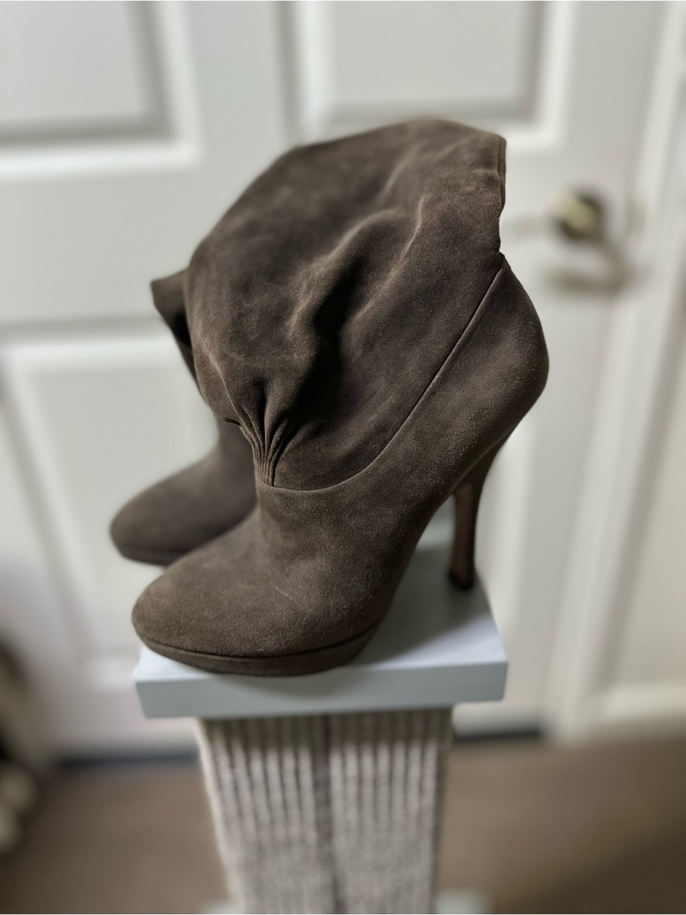 Prada Brown Suede Slouch Heel Booties EU35